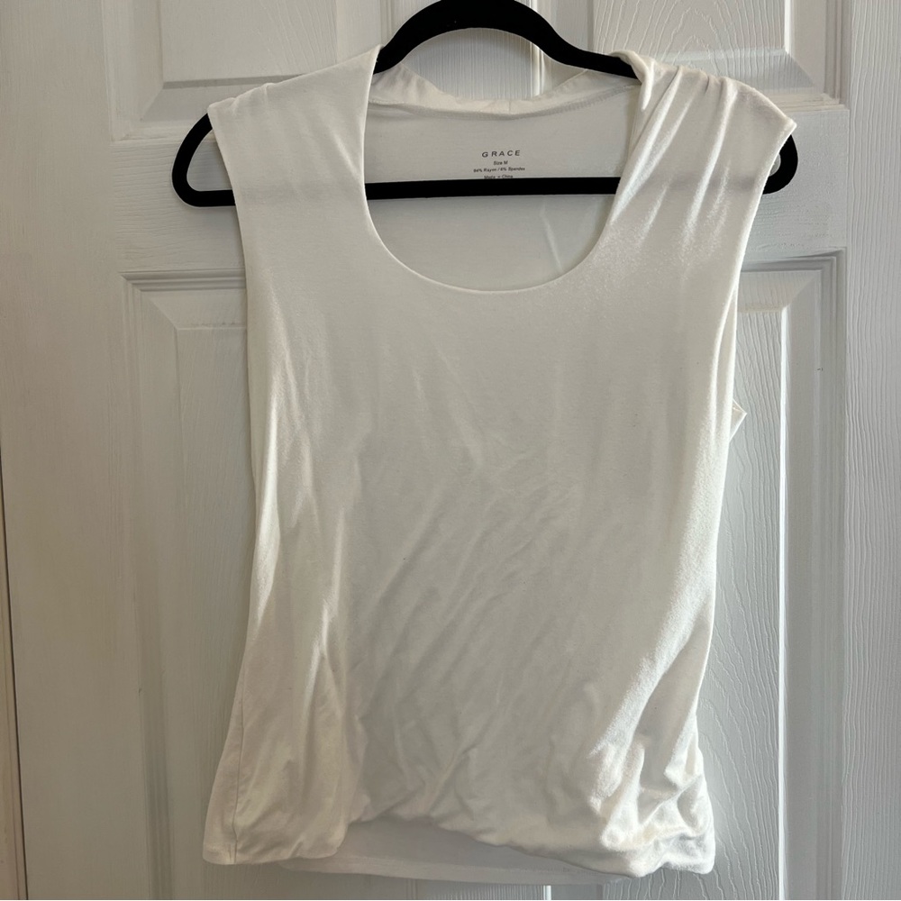 (3 for $20) Grace Medium White Professional Tank Top / Sleeveless Shirt